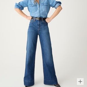 J. Crew Women's Denim trouser jeans pants in Wesly wash wide leg Size 27 BM845